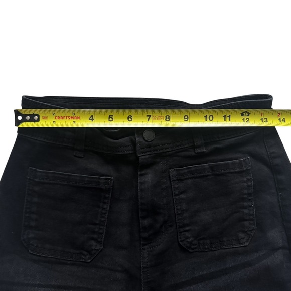 OAT NEW YORK Black Wide Leg Raw Hem Jeans High Rise Women Size 4 27 Grunge Retro - Picture 7 of 12